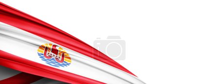 Foto de French Polynesia flag of silk-3D illustration - Imagen libre de derechos