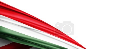 Téléchargez les photos : Hungary flag of silk-3D illustration - en image libre de droit