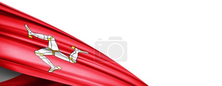 Téléchargez les photos : Isle of Mann flag of silk-3D illustration - en image libre de droit