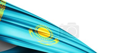 Foto de Bandera de Kazajstán de seda-3D ilustración - Imagen libre de derechos