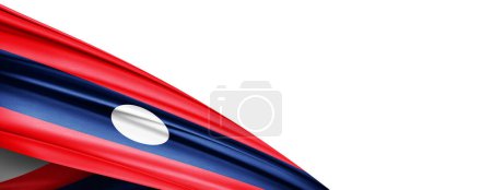 Téléchargez les photos : Laos flag of silk-3D illustration - en image libre de droit