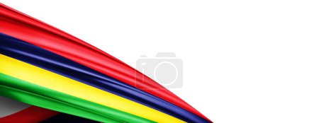 Téléchargez les photos : Mauritius flag of silk-3D illustration - en image libre de droit