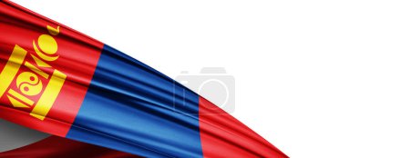 Foto de Mongolia flag of silk-3D illustration - Imagen libre de derechos