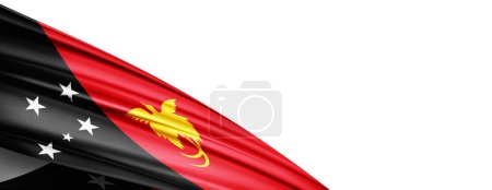 Téléchargez les photos : New Guinea flag of silk-3D illustration - en image libre de droit