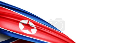 Foto de North Korea flag of silk-3D illustration - Imagen libre de derechos