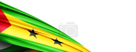 Foto de Sao Tome flag of silk-3D illustration - Imagen libre de derechos