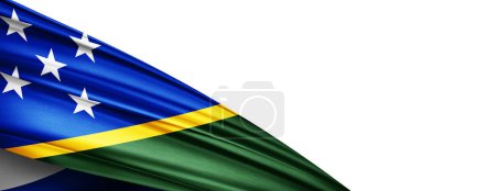 Téléchargez les photos : Solomon Islands flag of silk-3D illustration - en image libre de droit