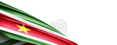 Foto de Suriname flag of silk-3D illustration - Imagen libre de derechos