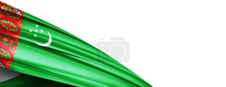 Téléchargez les photos : Turkmenistan flag of silk-3D illustration - en image libre de droit