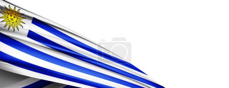 Téléchargez les photos : Uruguay flag of silk-3D illustration - en image libre de droit