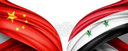 Téléchargez les photos : Syrie et Chine drapeaux de soie illustration 3D - en image libre de droit