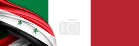 Téléchargez les photos : Syria and Italy flags of silk -3D illustration - en image libre de droit