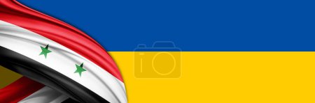 Téléchargez les photos : Syrie et Ukraine drapeaux de soie illustration 3D - en image libre de droit
