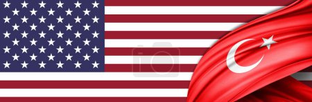 Téléchargez les photos : Turquie et drapeaux américains de soie illustration 3D - en image libre de droit