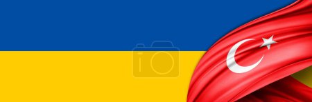 Photo for Turkey and Ukraine flags of silk -3D illustration - Royalty Free Image