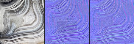 Téléchargez les photos : Mineral, agate with nacre, Normal map texture,for bump map texture 3d shaders and materials-3D illustration. - en image libre de droit