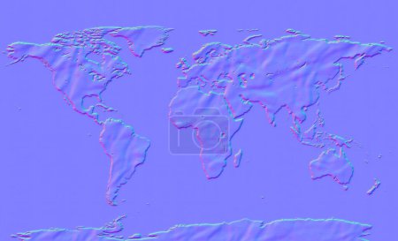 Téléchargez les photos : World map Normal map texture,for bump map texture 3d shaders and materials-3D illustration - en image libre de droit