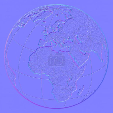 Foto de Earth globe, Normal map texture,for bump map texture 3d shaders and materials-3D illustration - Imagen libre de derechos