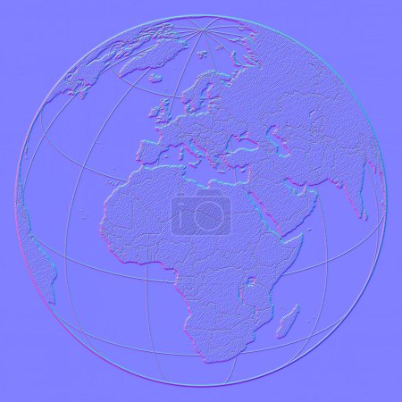 Téléchargez les photos : Earth globe, Normal map texture,for bump map texture 3d shaders and materials-3D illustration - en image libre de droit
