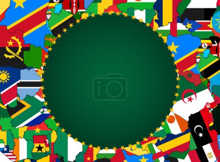 Photo for African Union flag with map and flags on background - 3D illustration - Royalty Free Image