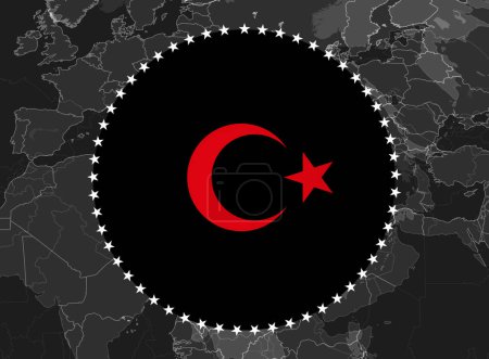 Foto de Bandera de Turquía y mapa mundial de fondo-3D ilustración - Imagen libre de derechos
