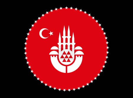 Foto de Bandera de pavo, ciudad de Estambul e ilustración en 3D de fondo negro - Imagen libre de derechos