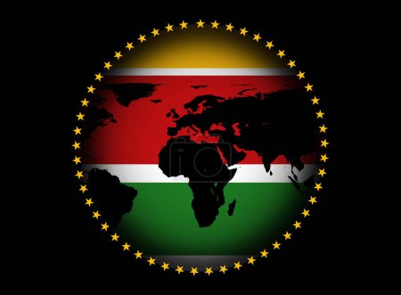 Photo for African Union flag with world map and flag on black background - 3D illustration - Royalty Free Image