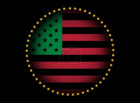 Photo for African american flag of the united states and African Union flag on black background - 3D illustration - Royalty Free Image