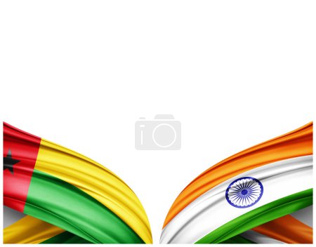 Photo for Guinea Bissau flag and India flag of silk and white background - 3D illustration - Royalty Free Image