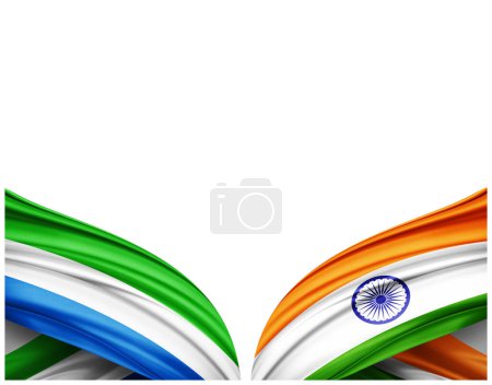 Foto de Bandera de Sierra Leona y Bandera de la India de seda y fondo blanco - Ilustración 3D - Imagen libre de derechos