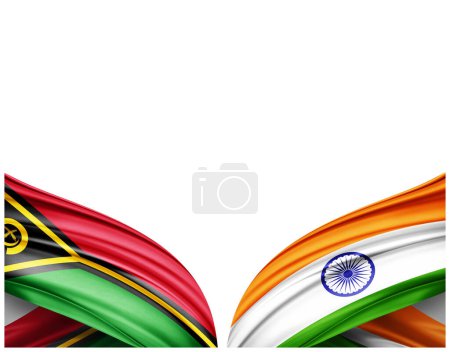 Photo for Vanuatu flag and India flag of silk and white background - 3D illustration - Royalty Free Image