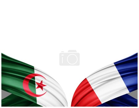 Photo for Algeria and French flags of silk and white background - 3D illustration - Royalty Free Image