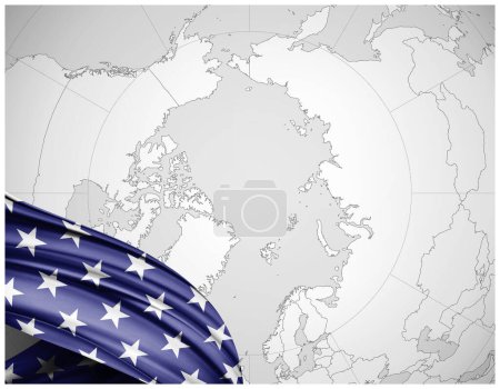Photo for American flag of silk with world map background-3D illustration - Royalty Free Image