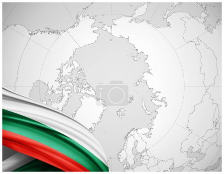 Téléchargez les photos : Bulgarie drapeau de soie avec fond de carte du monde-illustration 3D - en image libre de droit