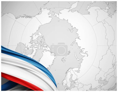 Photo for Crimea flag of silk with world map background-3D illustration - Royalty Free Image