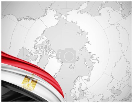 Téléchargez les photos : Egypte drapeau de soie avec fond de carte du monde-illustration 3D - en image libre de droit