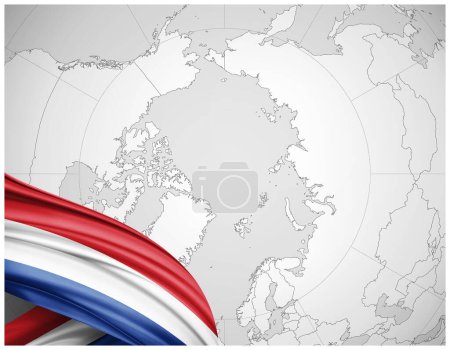Foto de Bandera de seda holandesa con mapa mundial de fondo-3D ilustración - Imagen libre de derechos
