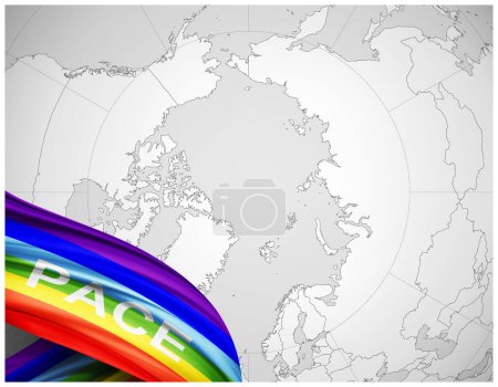 Téléchargez les photos : Pace drapeau de soie avec fond de carte du monde-illustration 3D - en image libre de droit