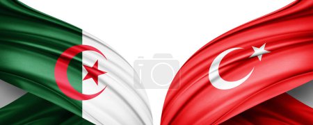 Téléchargez les photos : Illustration 3D. Drapeau Turquie et Algérie drapeau de soie - en image libre de droit
