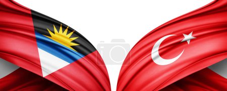 Photo for 3D illustration.  Turkey flag and Antigua  flag of silk - Royalty Free Image