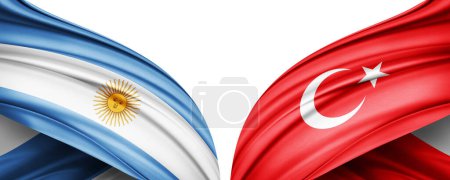 Téléchargez les photos : Illustration 3D. Drapeau de Turquie et drapeau argentin de soie - en image libre de droit