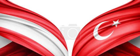 Téléchargez les photos : Illustration 3D. Drapeau Turquie et Autriche drapeau de soie - en image libre de droit