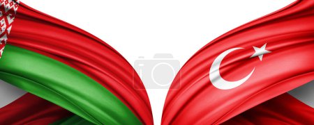 Téléchargez les photos : Illustration 3D. Drapeau Turquie et Biélorussie drapeau de soie - en image libre de droit