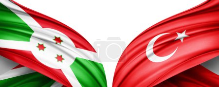 Téléchargez les photos : Illustration 3D. Drapeau de Turquie et drapeau de soie du Burundi - en image libre de droit