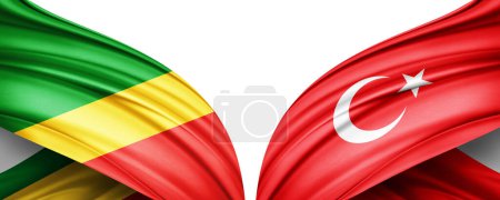 Téléchargez les photos : Illustration 3D. Drapeau Turquie et République du Congo drapeau de soie - en image libre de droit
