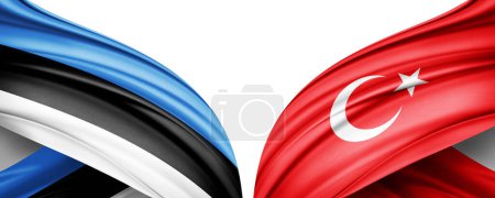 Foto de Ilustración 3D. Bandera de Turquía y bandera de Estonia de seda - Imagen libre de derechos