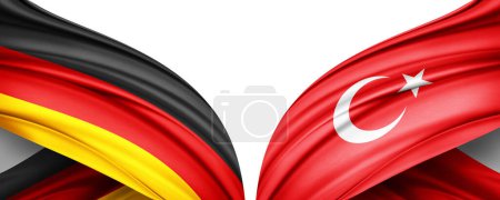 Téléchargez les photos : Illustration 3D. Drapeau Turquie et Allemagne drapeau de soie - en image libre de droit