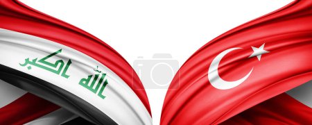 Téléchargez les photos : Illustration 3D. Drapeau Turquie et Irak drapeau de soie - en image libre de droit