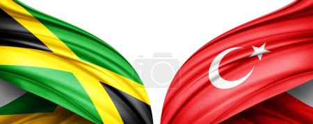 Téléchargez les photos : Illustration 3D. Drapeau de la Turquie et drapeau de la Jamaïque de soie - en image libre de droit