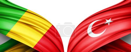 Téléchargez les photos : Illustration 3D. Drapeau Turquie et drapeau Mali de soie - en image libre de droit